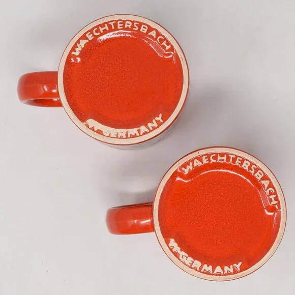 VTG Set Waechtersbach West W Germany Christmas Tree Mug Ceramic Red Green 2 Cups - Picture 11 of 14